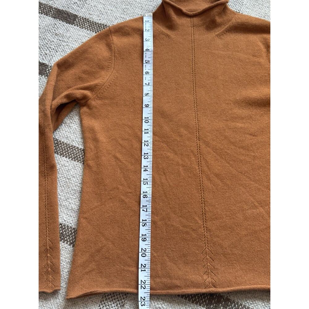 Saks Fifth Avenue 100% Cashmere Sweater Medium Burnt Orange Knit High Mock Neck - Picture 5 of 7